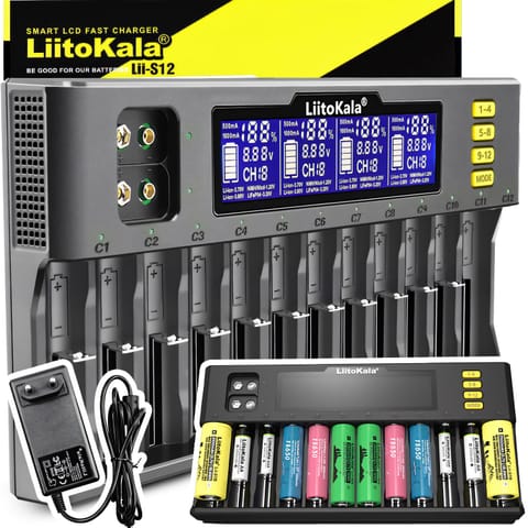 ⁨Uniwersalna ładowarka ogniw akumulatorów aa aaa baterii 12 kanałów lcd - er1156⁩ w sklepie Wasserman.eu