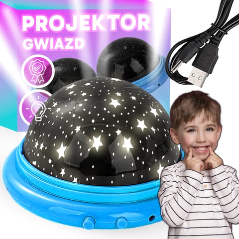 ⁨Projektor gwiazd lampka nocna gwiazdy księżyc usb baterie rzutnik led - dr306⁩ w sklepie Wasserman.eu