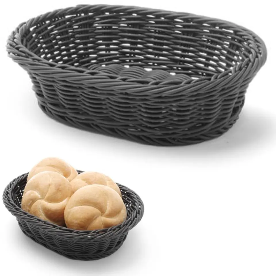 ⁨Oval polypropylene bread basket black 250x190x65 mm - Hendi 426623⁩ at Wasserman.eu