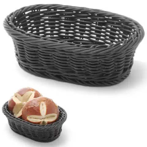 ⁨Oval polypropylene bread basket black 190x120x60 mm - Hendi 426777⁩ at Wasserman.eu