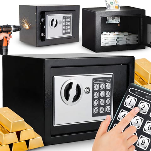 ⁨Domowy sejf kasetka na zamek elektroniczny 10l klucz kod szyfr pancerna xl - er1103⁩ w sklepie Wasserman.eu