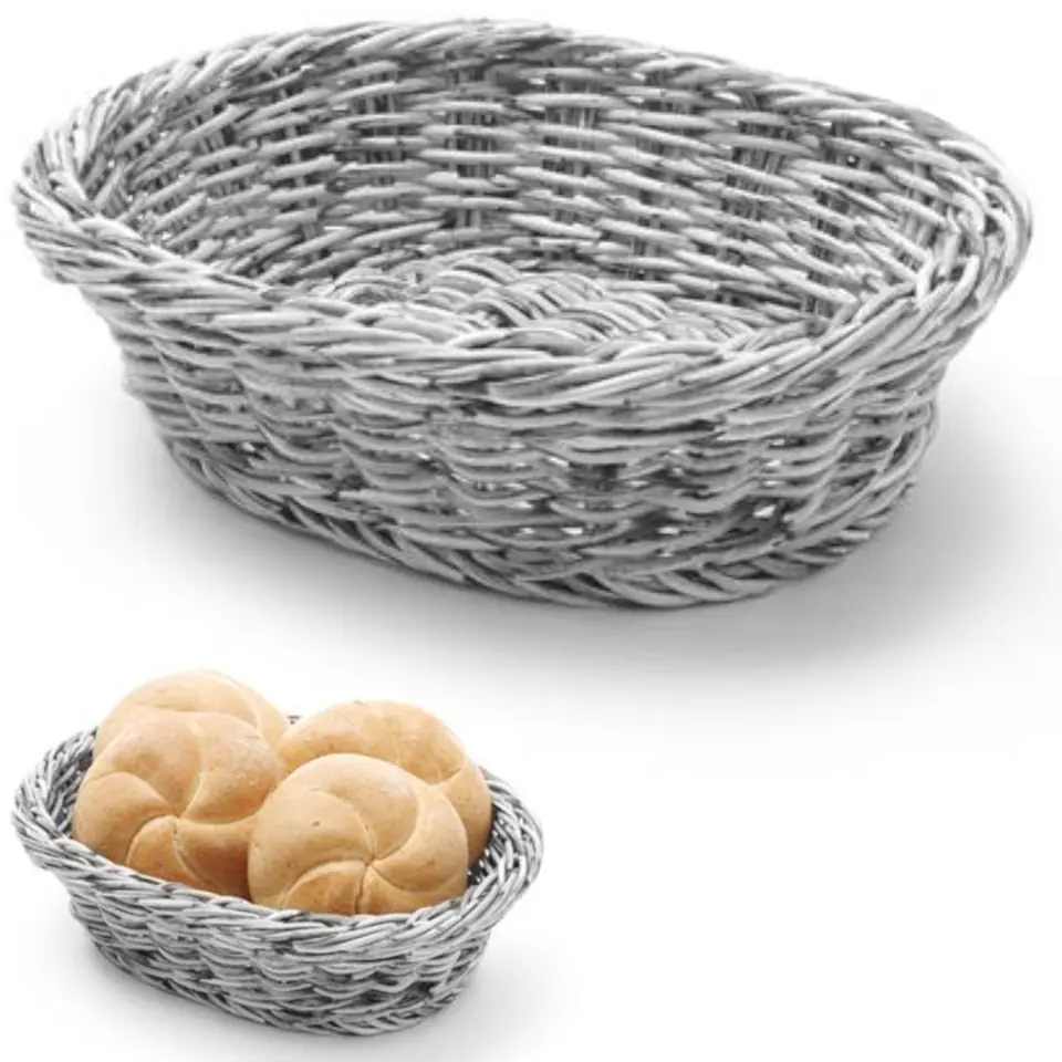 ⁨Oval polypropylene bread basket grey 250x190x65 mm - Hendi 426616⁩ at Wasserman.eu