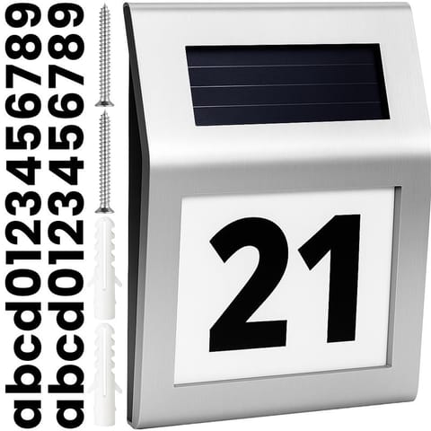 ⁨Podświetlany numer domu lampa solarna led tabliczka z numerem metalowa⁩ w sklepie Wasserman.eu