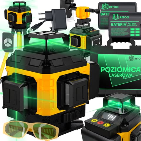 ⁨Laser krzyżowy poziomica laserowa statyw 4d 16 linii 25m walizka 2xaku⁩ w sklepie Wasserman.eu