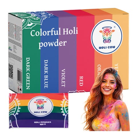 ⁨Kolorowy proszek Holi zestaw 6x100g Holi Cow 27335⁩ w sklepie Wasserman.eu