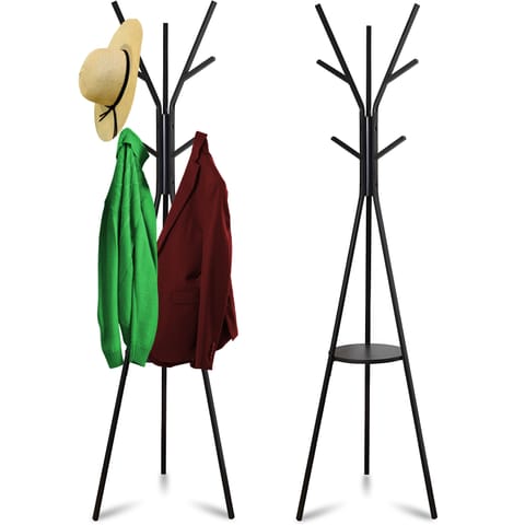 ⁨Wieszak na ubrania stojący podłogowy metalowy czarny loft 9 haczyków 180 cm⁩ w sklepie Wasserman.eu