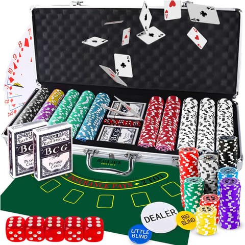 ⁨Zestaw do pokera 500 żetonów walizka karty texas kostki żetony poker duży - dr294⁩ w sklepie Wasserman.eu
