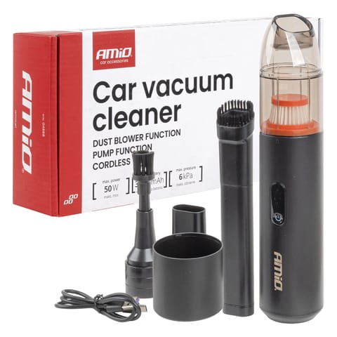 ⁨Odkurzacz samochodowy bezprzewodowy z funkcją dmuchawy i pompy ssącej 6 kpa 50w 150ml amio-04888⁩ w sklepie Wasserman.eu