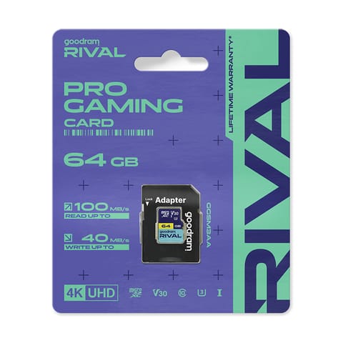 ⁨Karta pamięci microSD 64 GB V30 UHS-III Goodram Rival z adapterem⁩ w sklepie Wasserman.eu