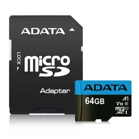 ⁨ADATA Premier UHS-I 64 GB, MicroSDXC, Flash memory class 10, Adapter⁩ w sklepie Wasserman.eu