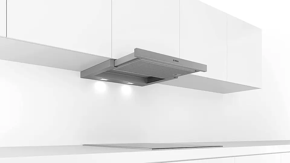 ⁨Bosch Hood Serie 4 DFL064A52 Telescopic, Energy efficiency class A, Width 60 cm, 270 m³/h, Push Buttons, LED, Silver⁩ at Wasserman.eu