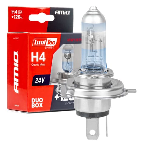 ⁨Żarówki halogenowe h4 24v 75/70w lumitec limited +120% duo amio-04951⁩ w sklepie Wasserman.eu