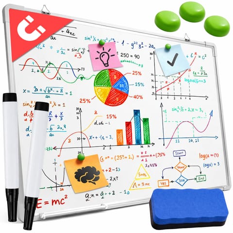 ⁨Tablica biała suchościeralna magnetyczna edukacyjna rama 60x45cm akcesoria⁩ w sklepie Wasserman.eu