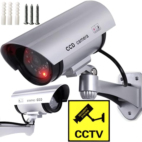 ⁨Kamera atrapa ir led kamery zewnętrzna z diodą - srebrna e057⁩ w sklepie Wasserman.eu