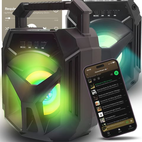 ⁨Głośnik przenośny bluetooth bezprzewodowy boombox rgb usb tf card aux 400w⁩ w sklepie Wasserman.eu