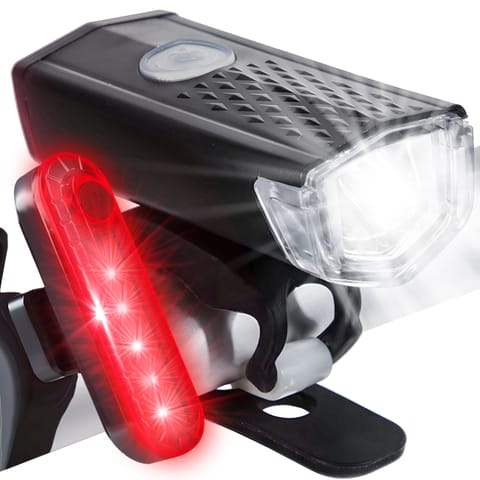 ⁨Zestaw lampek rowerowych led przód i tył do roweru + usb lampki rowerowe⁩ w sklepie Wasserman.eu