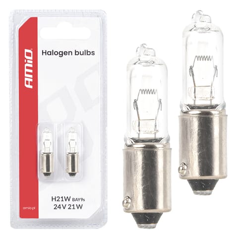 ⁨Żarówka halogenowa h21w 24v 21w bay9s amio-05023⁩ w sklepie Wasserman.eu