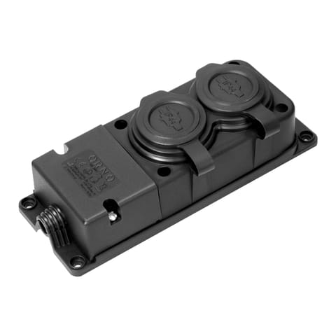 ⁨Rozgałęźnik bryzgoszczelny IP44, 2 gniazda 2P+Z, 16A, 230 V AC, gumowy, uniepalniony, standard czeski⁩ w sklepie Wasserman.eu