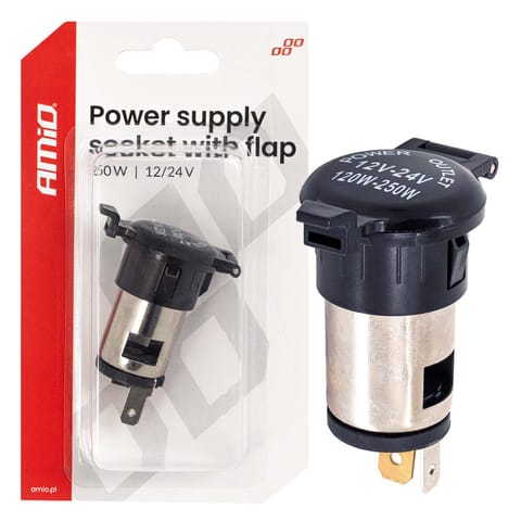 ⁨Dodatkowe gniazdo zasilania z klapką 250w 12v 24v amio-04434⁩ w sklepie Wasserman.eu
