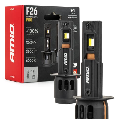 ⁨Żarówki samochodowe led f26 pro lumitec limited +130% duo full canbus h1 12v 24v amio-04869⁩ w sklepie Wasserman.eu