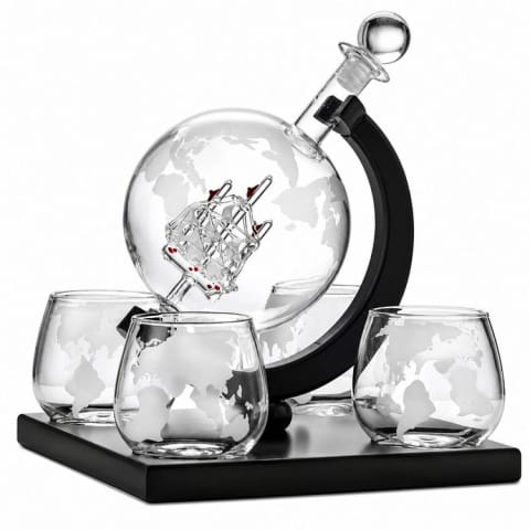 ⁨DA514D Karafka globus 900ml + 4 szklanki⁩ w sklepie Wasserman.eu