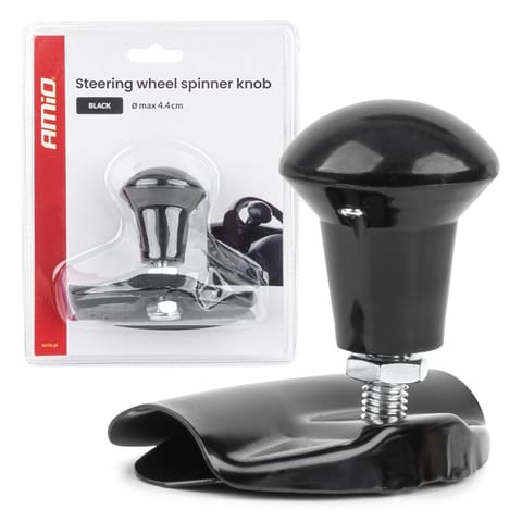 ⁨Kulka gałka na kierownicę prosta czarna amio-04974⁩ w sklepie Wasserman.eu
