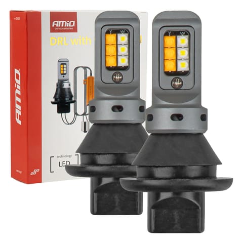 ⁨2 w1 światła dzienne led + kierunkowskazy drl canbus 1156 3535 12smd 12v 24v amio-05005⁩ w sklepie Wasserman.eu