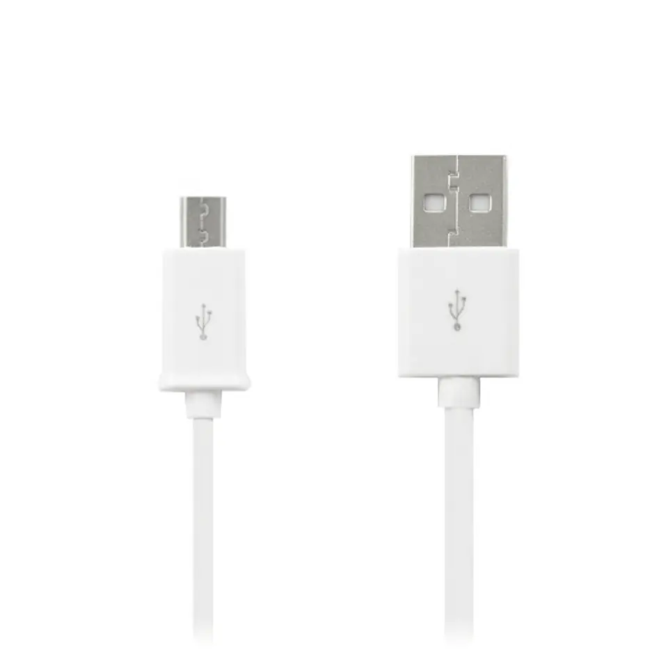 ⁨Kabel USB wtyk - wtyk microUSB biały⁩ w sklepie Wasserman.eu