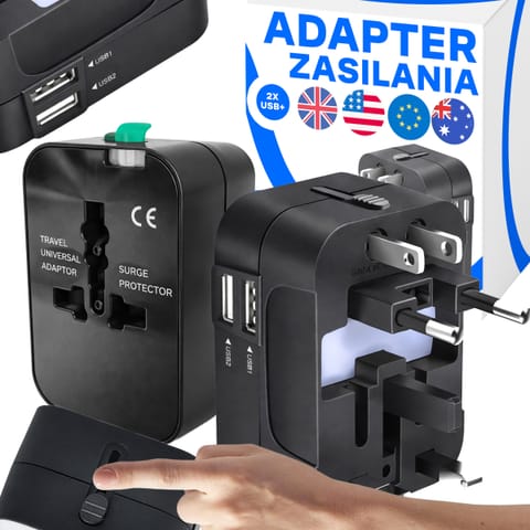 ⁨Adapter uniwersalny przejściówka gniazda podróżna 240 v wielofunkcyjna usb er1047⁩ w sklepie Wasserman.eu