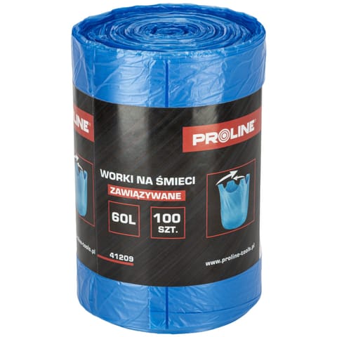 ⁨Worki na śmieci wiązane hdpe 60l rolka 100szt., proline⁩ w sklepie Wasserman.eu