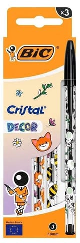 ⁨Długopis Cristal Kawaii 1mm czarny 3szt BIC⁩ w sklepie Wasserman.eu