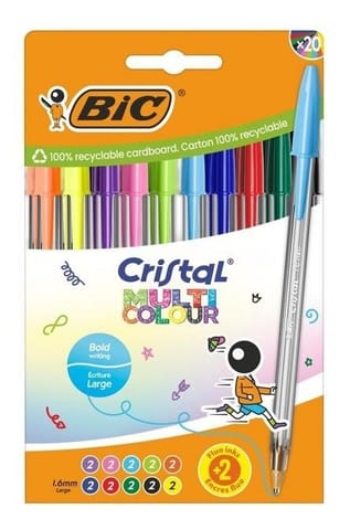 ⁨Długopis Cristal Multi Color mix 20szt BIC⁩ w sklepie Wasserman.eu