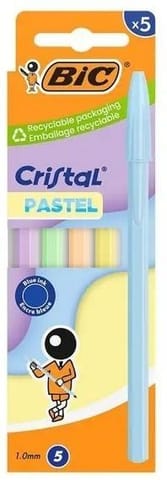 ⁨Długopis Cristal Pastel 1mm niebieski 5szt BIC⁩ w sklepie Wasserman.eu