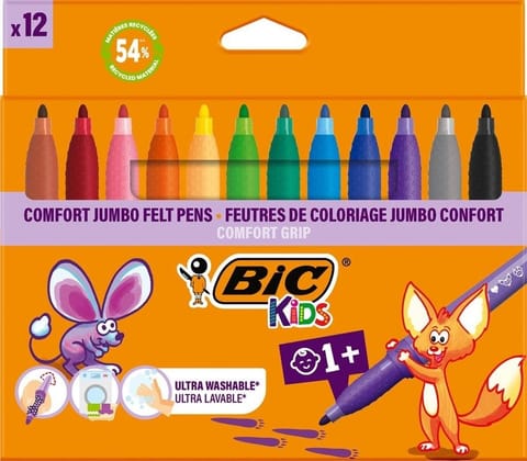 ⁨Flamastry Kids Comford Jumbo 12 kolorów BIC⁩ w sklepie Wasserman.eu