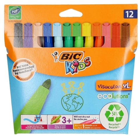 ⁨Flamastry Kids Visacolor XL 12 kolorów BIC⁩ w sklepie Wasserman.eu