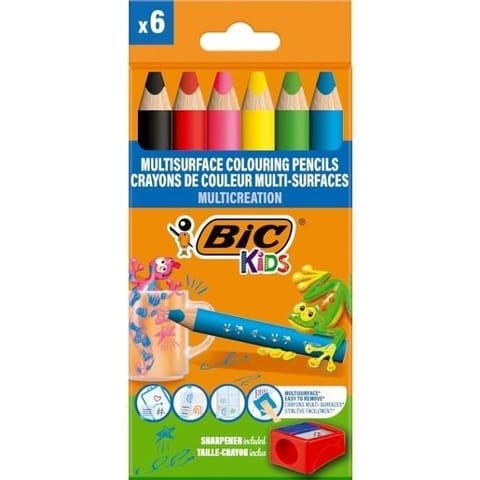 ⁨Kredki ołówkowe + temperówka 6+1szt BIC Kids⁩ w sklepie Wasserman.eu