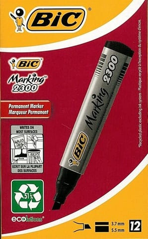 ⁨Marker Marking 2300 ścięty czarny (12szt) BIC⁩ w sklepie Wasserman.eu