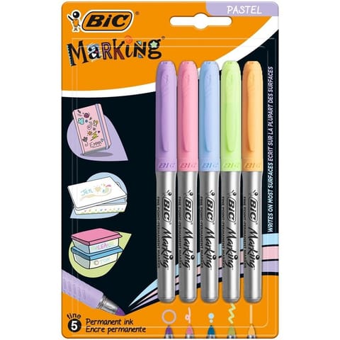 ⁨Marker Marking Pastel permanentny 5 kolorów BIC⁩ w sklepie Wasserman.eu