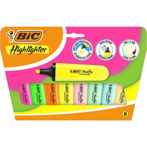 ⁨Zakreslacz Flat Highlighter neon pastel mix 8szt⁩ w sklepie Wasserman.eu