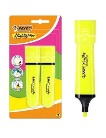 ⁨Zakreslacz Flat żółty neon 2szt BIC⁩ w sklepie Wasserman.eu