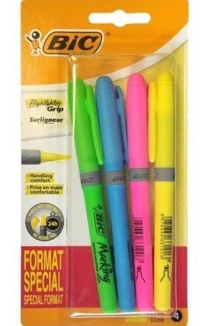⁨Zakreślacz Highlighter Grip mix 4szt BIC⁩ w sklepie Wasserman.eu