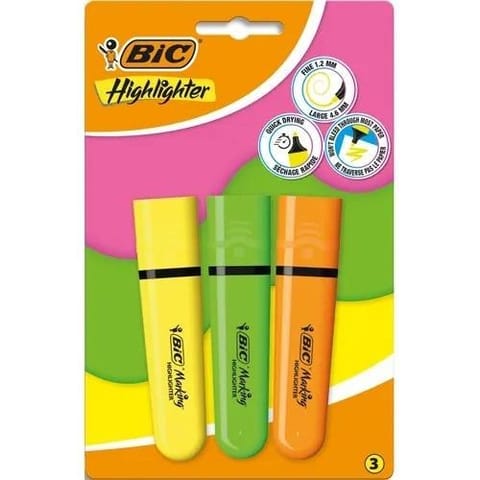 ⁨Zakreślacz Highlighter mix neon 3szt BIC⁩ w sklepie Wasserman.eu