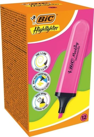 ⁨Zakreślacz Highlighter różowy neon (12szt) BIC⁩ w sklepie Wasserman.eu