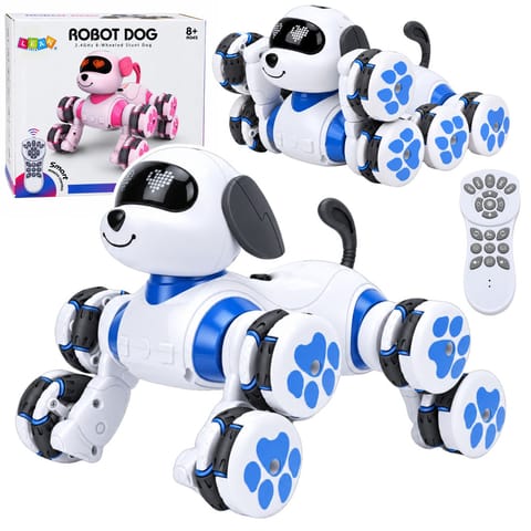 ⁨Pies Robot Zdalnie Sterowany RC 8 Kół Drift 360° Akrobacje Niebieski⁩ w sklepie Wasserman.eu