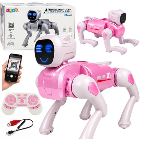 ⁨Pies Robot AI Zdalnie Sterowany RC Bluetooth Aplikacja Programowalny Różowy⁩ w sklepie Wasserman.eu
