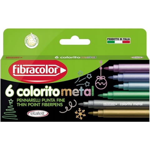 ⁨Flamastry metaliczne COLORITO METAL MAX 6kol. FIBRACOLOR⁩ w sklepie Wasserman.eu