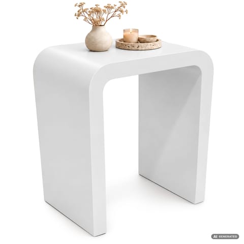 ⁨Stolik kawowy zaokrąglany CREMA 40 cm Biały⁩ w sklepie Wasserman.eu