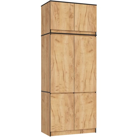 ⁨Szafa z nadstawką S 90 cm 6 drzwi 6 półek - dąb craft⁩ w sklepie Wasserman.eu