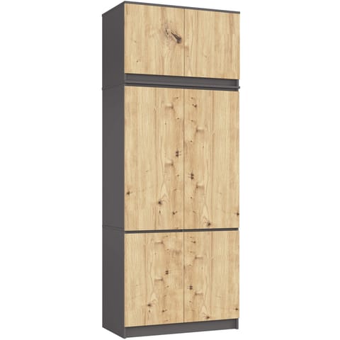 ⁨Szafa z nadstawką S 90 cm 6 drzwi 6 półek - grafit szary dąb artisan⁩ w sklepie Wasserman.eu