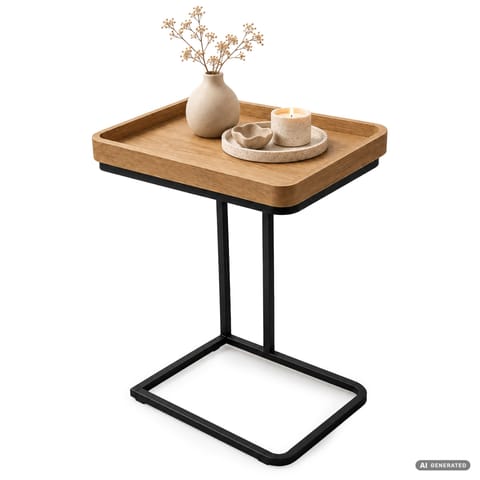 ⁨Stolik kawowy loftowy HYGGO 40 cm kwadratowy Naturalne Drewno czarne nogi⁩ w sklepie Wasserman.eu